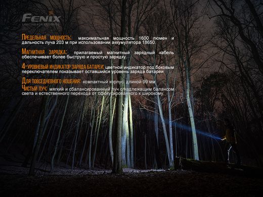 Картинка Фонарь ручной Fenix E30R (Cree XP-L HI, 1600 люмен, 6 режимов, 1x18650, магнитная зарядка), комплект E30R - Ручные фонари Fenix