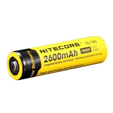 Картинка Аккумулятор литиевый Li-Ion 18650 Nitecore NL186 3,7V (2600mAh), защищенный 6-1020 - Аккумуляторы Nitecore