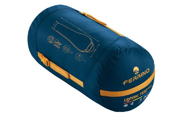 Картинка Спальный мешок Ferrino Lightec SM 1100/-3°C Blue/Yellow Left (86650IBB) 928100 - Спальные мешки Ferrino