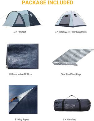 Зображення Палатка KingCamp Weekend 3 KT3008 Blue - Туристичні намети King Camp
