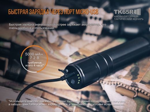 Картинка Фонарь ручной Fenix TK65R (Cree XHP70, 3200 люмен, 7 режимов, USB), комплект TK65R - Ручные фонари Fenix