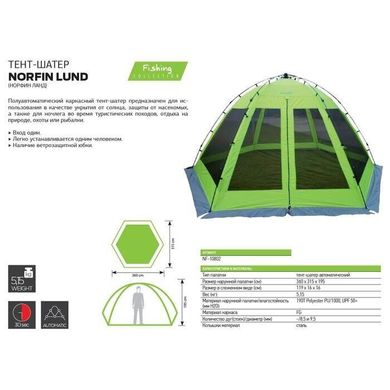 Зображення Тент-шатро автоматичний Norfin Lund 6 Green (NF-10802) NF-10802 - Шатри та тенти Norfin