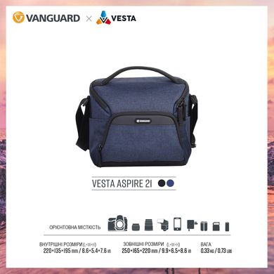 Картинка Сумка Vanguard Vesta Aspire 21 Navy (DAS301104) DAS301104 - Сумки и рюкзаки для фототехники Vanguard