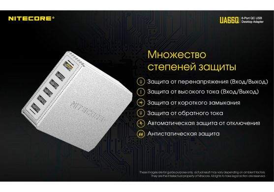 Картинка Зарядное устройство Nitecore UA66Q (6-1358_66), 6 каналов, USB 6-1358_66 - Зарядные устройства Nitecore