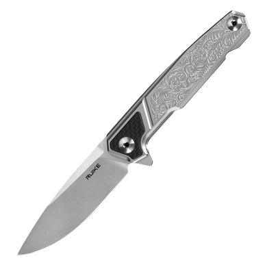 Картинка Нож складной карманный P875-SZ (Frame lock, 89/208 мм, сірий) P875-SZ - Ножи Ruike