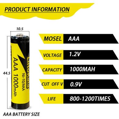 Картинка Акумулятор LiitoKala Ni-10/AAA 1.2V AAA 1000mAh battery Ni-10/AAA - Аккумуляторы Fenix