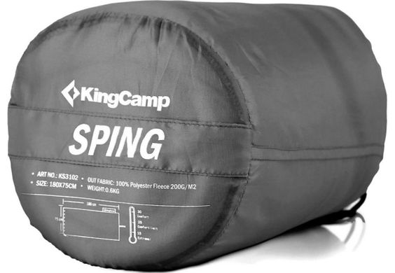 Картинка Спальный мешок KingCamp SPRING(KS3102) L Grey KS3102 L Grey - Спальные мешки King Camp