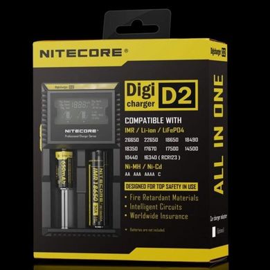 Зображення Зарядний пристрій Nitecore Digicharger D2 з LED дисплеєм (2 канали) 6-1120 - Зарядні пристрої Nitecore