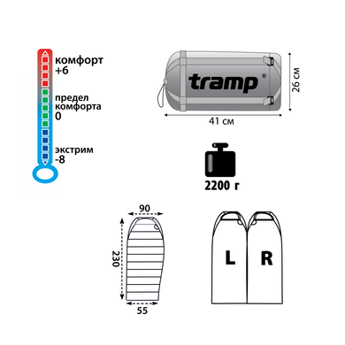 Зображення Спальный мешок Tramp Siberia 5000 XL индиго/черный L TRS-041-L TRS-041-L - Спальні мішки Tramp