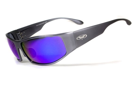 Картинка Очки защитные Global Vision BAD-ASS-1 GunMetal (G-Tech™ blue) синие зеркальные 1БЕД1-ГМ90 - Спортивные очки Global Vision
