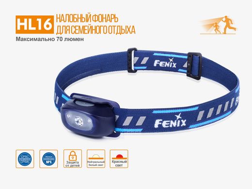 Картинка Фонарь налобный Fenix HL16 синий HL16bl - Налобные фонари Fenix