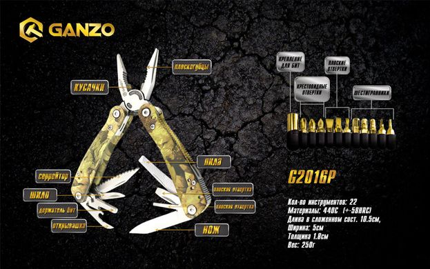 Зображення Мультитул Multi Tool Ganzo G2016-P G2016-P - Мультитули Ganzo