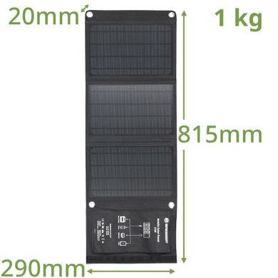 Картинка Портативний зарядний пристрій сонячна панель Bresser Mobile Solar Charger 21 Watt USB DC (3810030) 930148 - Зарядные устройства Bresser