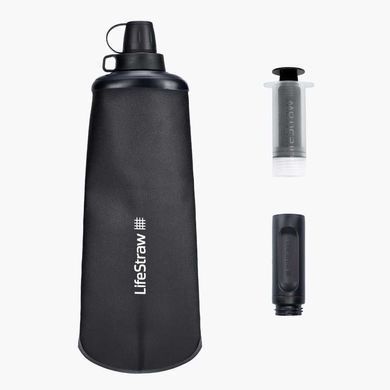 Картинка Пляшка-фільтр для води LifeStraw Peak Squeeze, 1 л, Dark Mountain Gray (LSW LSPSF1GRWW) LSW LSPSF1GRWW - Фильтры для воды LifeStraw