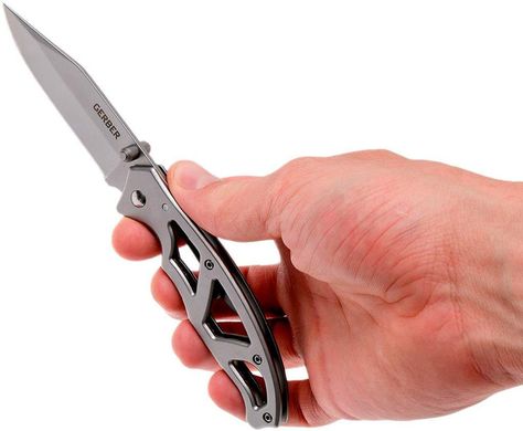 Картинка Нож складной карманный Gerber Paraframe I 22-48444 (Frame lock, 76.5/178 мм, хром) 22-48444 - Ножи Gerber