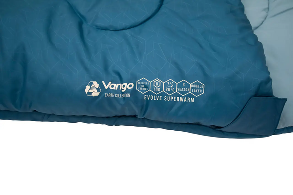 Зображення Спальний мішок Vango Evolve Superwarm Single/+2°C Moroccan Blue Left (929158) 929158 - Спальні мішки Vango