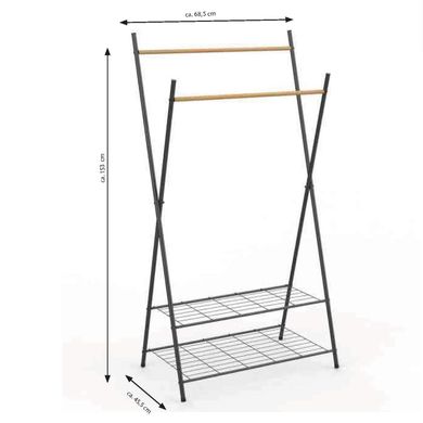 Картинка Стойка для одежды Casa Si Garment Rack Bamboo Black (CS92309W04) DAS302433 - Вешалки для одежды Casa Si