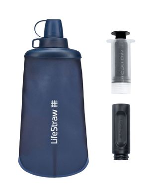 Картинка Пляшка-фільтр для води LifeStraw Peak Squeeze, 650 мл, Mountain Blue (LSW LSPSFMLMBWW) LSW LSPSFMLMBWW - Фильтры для воды LifeStraw