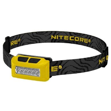 Зображення Ліхтар налобний Nitecore NU10 (4xLED + RED LED, 160 люмен, 7 режимів, USB), жовтий 6-1231-yellow - Налобні ліхтарі Nitecore