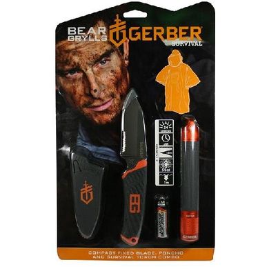 Картинка Promo Ліхтар+ніж+пончо Gerber Bear Grylls блістер 31-002493 - Товары для выживания Gerber