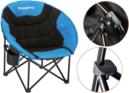 Картинка Шезлонг KingCamp Moon Leisure Chair KC3816 Black/Blue KC3816 Black/Blue - Шезлонги King Camp