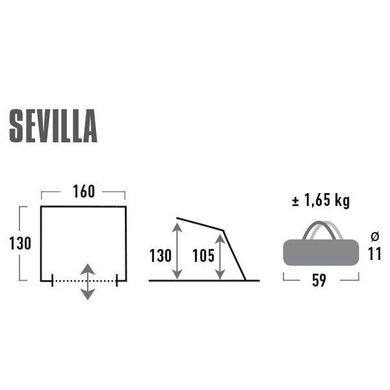 Зображення Намет 2 містний пляжний High Peak Sevilla 40 Blue/Grey (926284) 926284 - Туристичні намети High Peak