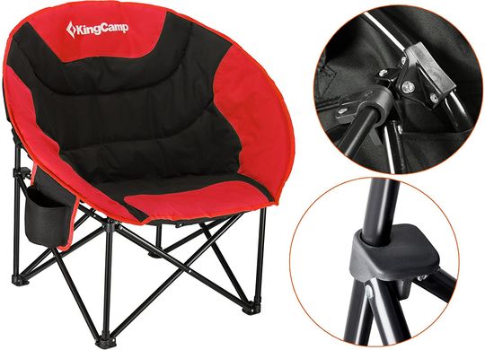 Зображення Шезлонг KingCamp Moon Leisure Chair KC3816 Black/Red KC3816 Black/Red - Шезлонги King Camp