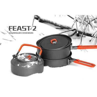 Зображення Набір туристичного посуду для 2-3 персон Fire-Maple Feast 2 чорнi ручки Feast-2black - Набори туристичного посуду Fire-Maple