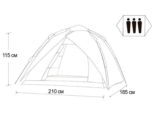 Зображення Кемпинговая 3 местная палатка-полуавтомат KingCamp LUCA 3 EASY UP (KT3091 Red) KT3091 Red - Туристичні намети King Camp