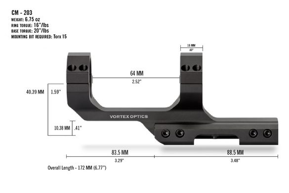 Картинка Крепление Vortex Cantilever Mount 30mm 3" Offset Rings (930355) 930355 - Прицелы Vortex