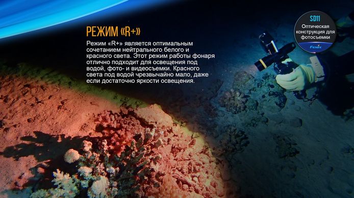 Картинка Фонарь подводный Fenix SD11 (Cree XM-L2 U2, 1000 люмен, 3 режима, 1x18650) SD11 - Ручные фонари Fenix