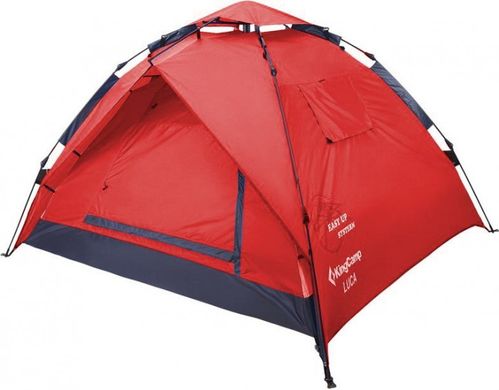 Картинка Кемпинговая 3 местная палатка-полуавтомат KingCamp LUCA 3 EASY UP (KT3091 Red) KT3091 Red - Туристические палатки King Camp