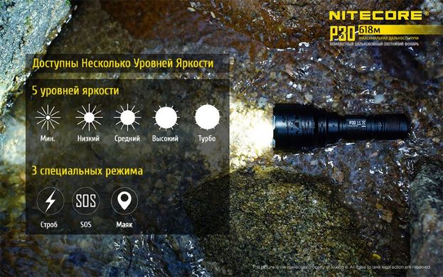 Зображення Ліхтар ручний Nitecore P30 (Cree XP-L HI V3 1000 люмен, 8 режимів, 1x18650) 6-1233 - Ручні ліхтарі Nitecore