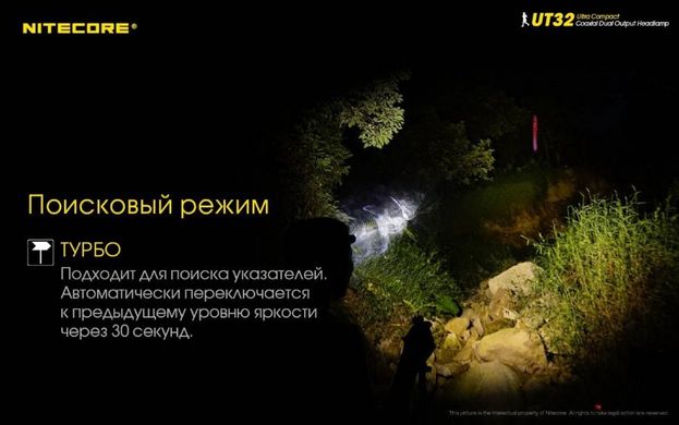 Зображення Ліхтар налобний Nitecore UT32 (Cree XP-L, 1100 +920 люмен, 12 режимів, 1х18650) 6-1382 - Налобні ліхтарі Nitecore