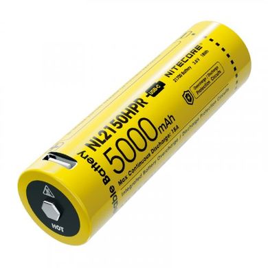 Картинка Акумулятор литиевый Li-Ion 21700i Nitecore NL2150HPR 3.6V (5000mAh, USB Type-C), защищенный 6-1379_50_HPR - Аккумуляторы Nitecore