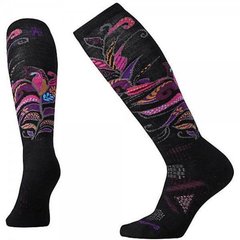 Зображення Шкарпетки жіночі мериносові Smartwool PhD Ski Medium Pattern Black/Berry, р.S (SW 15018.075-S) SW 15018.075-S - Гірськолижні шкарпетки Smartwool