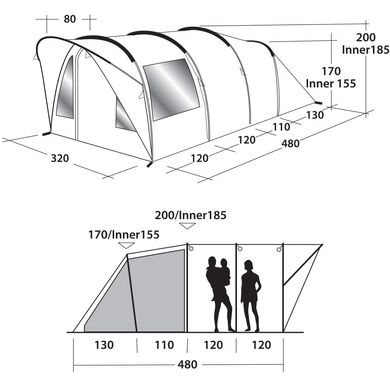 Картинка Палатка Outwell Lawndale 500 Grey 560х320х200 см (929034) 929034 - Кемпинговые палатки Outwell