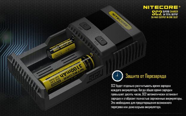 Зображення Зарядний пристрій Nitecore SC2 з LED дисплеєм (0.5A, 1A, 2A, 3A) 6-1197 - Зарядні пристрої Nitecore