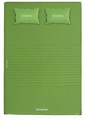Зображення Самонадувающийся коврик с подушками KingCamp COMFORT DOUBLE Ⅱ 198х130х4 см (KM3594) GREEN KM3594_GREEN - Самонадувні килимки King Camp