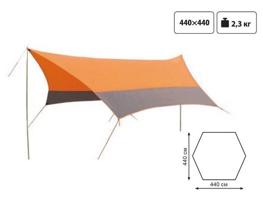 Картинка Тент походный со стойками Tramp Lite Tent orangе 4.4*4.4 м (TLT-011) TLT-011 - Шатры и тенты Tramp