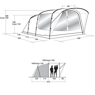 Картинка Палатка 5 местная кемпинговая для рыбалки Outwell Oakwood 5 Green (928822) 928822 - Кемпинговые палатки Outwell