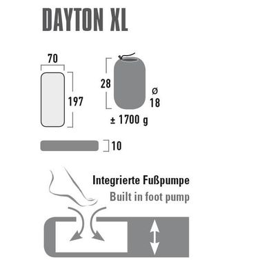 Зображення Коврик надувной High Peak Dayton XL 10 cm Dark Grey (926796) 926796 - Надувні килимки High Peak