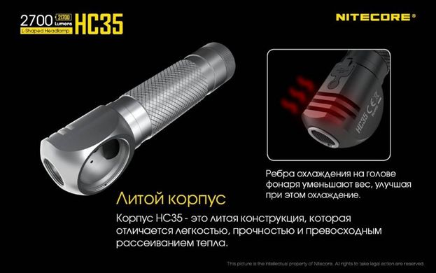 Картинка Фонарь налобный Nitecore HC35 (4xCree XP-G3 S3, 2700 люмен, 8 режимов, 1х21700, 1х18650, USB), комплект 6-1380 - Налобные фонари Nitecore