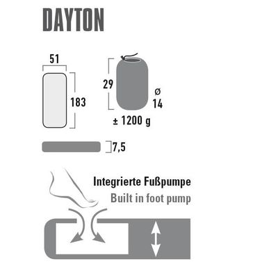 Картинка Коврик надувной High Peak Dayton 7.5 cm Dark Grey (926795) 926795 - Надувные коврики High Peak