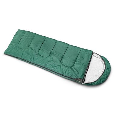 Картинка Спальный мешок с капюшоном Кемпинг Peak 350R (10°C/ -6°C), правый, зеленый 4823082715572 - Спальные мешки Кемпинг