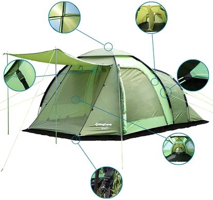 Зображення Кемпинговая палатка KingCamp Roma 4 KT3069 Green KT3069 Green - Кемпінгові намети King Camp