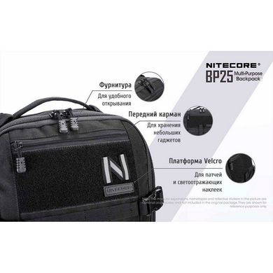 Картинка Рюкзак тактический Nitecore BP25 (Cordura 1000D), черный 6-1337 - Тактические рюкзаки Nitecore